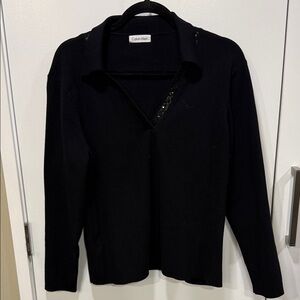 Calvin Klein Elegant Black V-Neck Sweater